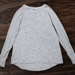 Space Dye Tee Top Size S Small Long Sleeve Blouse White Gray Shirt Oversized